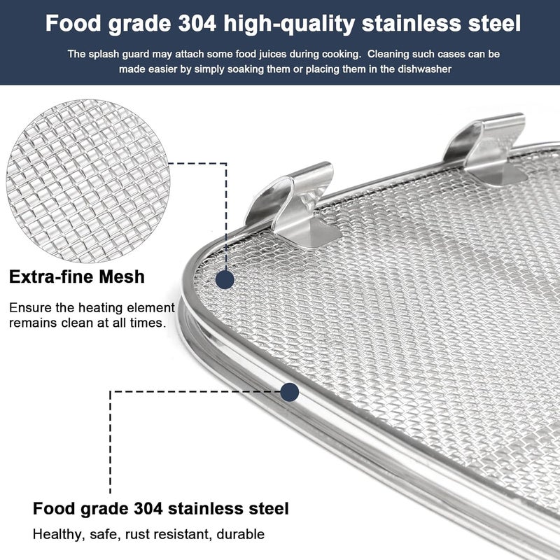 Criditpid Non-Stick Grill Grate, Stainless Steel Splatter Shield & Air Fryer Sheets Liners Kit Replacement Parts for Ninja AG301 AG300 AG302, Air Fryer Accessories for Foodi 5-in-1 Indoor Grills. - Image 5
